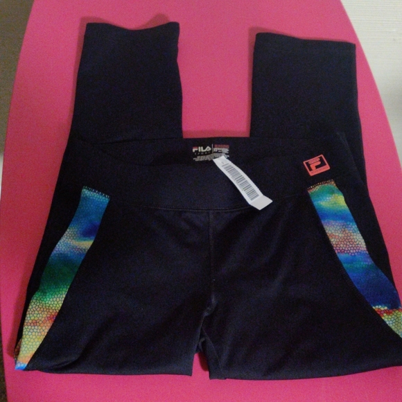 NWOT Fila Sport Black with rainbow stripes Active Running Pants (XS) - Picture 5 of 15